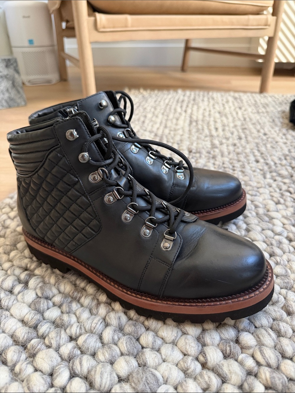 Blondo Black Quilted Leather Lace-Up Boots